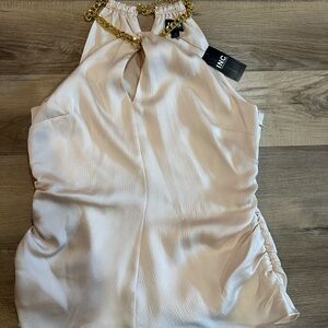 INC International Concepts Cream Top with Gold Chain Size M- NWT